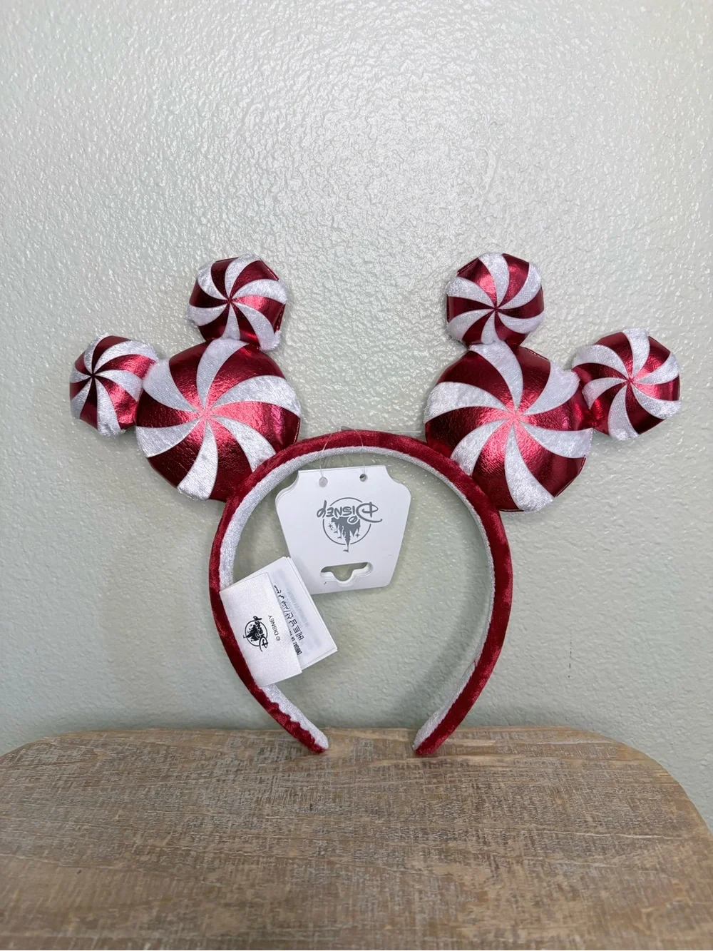 NWT Disney Parks Holiday Peppermint Swirl Mickey Ear Headband Size OS